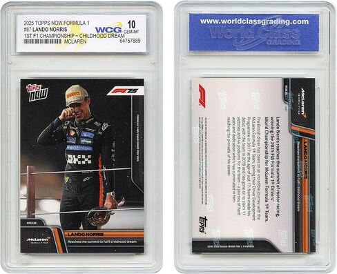 2025 Topps Now Formula 1 Lando Norris 1st Ever F1 World Championship Winner Childhood Dream Card McLaren #87 - Graded GEM Mint 10 in Saudi Arabia