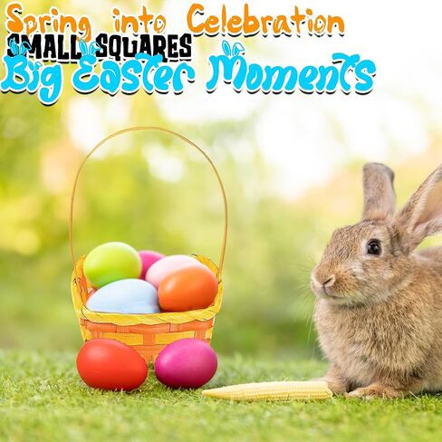 Fun Express Easter Basket Bulk 12 Pack - Small Square Bamboo Easter Baskets for Kids | Colorful Decorative Mini Baskets for Easter Egg Hunt, Classroom Parties & Spring Celebrations | 3.5x3.5x3 Inch in Saudi Arabia