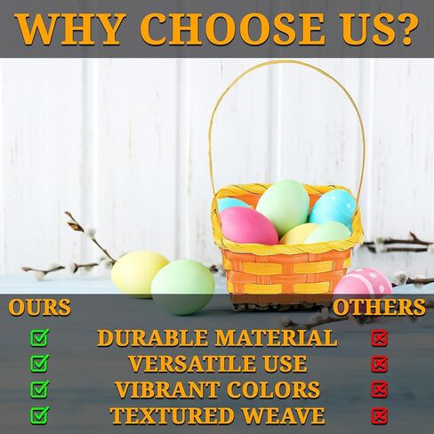 Fun Express Easter Basket Bulk 12 Pack - Small Square Bamboo Easter Baskets for Kids | Colorful Decorative Mini Baskets for Easter Egg Hunt, Classroom Parties & Spring Celebrations | 3.5x3.5x3 Inch in Saudi Arabia