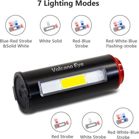 ضوء خلفي للدراجة، ضوء أمان LED قابل لإعادة الشحن عبر USB للدراجة، ضوء خلفي فائق السطوع مقاوم للماء لركوب الدراجات، أحمر/أبيض/أزرق 7 أوضاع إضاءة تناسب أي طريق أو دراجة جبلية in Kuwait