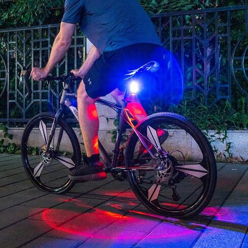 ضوء خلفي للدراجة، ضوء أمان LED قابل لإعادة الشحن عبر USB للدراجة، ضوء خلفي فائق السطوع مقاوم للماء لركوب الدراجات، أحمر/أبيض/أزرق 7 أوضاع إضاءة تناسب أي طريق أو دراجة جبلية in Kuwait