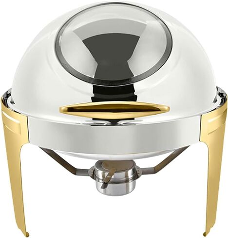 Food Heaters for Catering Events - Stainless Steel Hot Pot Buffet Set, Rectangular Catering Stamp Set, Stainless Steel Hot Pot with Glass Lid and Stand, Food Pot,Bouncer Gold Visual Cover-6L in Saudi Arabia