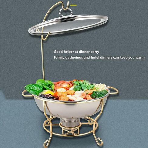 Hot Pot Buffet Set - Stainless Steel Buffet Heating Tray, Foldable Rectangular Catering, Durable Frame with Lid and Burning Fuel Rack for Kitchen Parties,Gilding-8L in Saudi Arabia