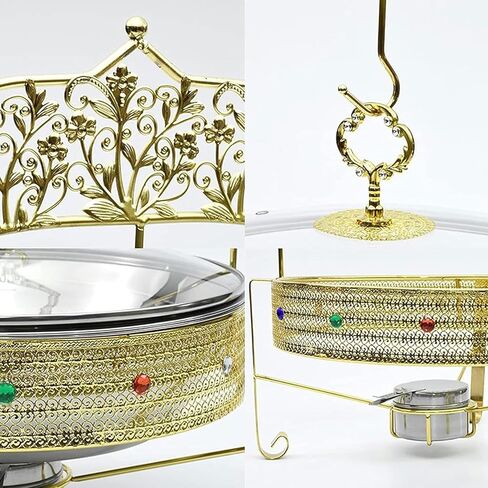 أطباق تسخين البوفيه من الفولاذ المقاوم للصدأ - خوادم وسخانات البوفيه. مجموعة بوفيه هوت بوت، وعاء ساخن من الفولاذ المقاوم للصدأ مع غطاء زجاجي لتدفئة الطعام (C) in Kuwait