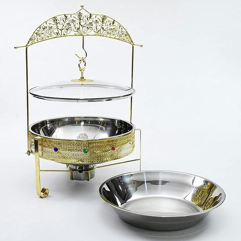 أطباق تسخين البوفيه من الفولاذ المقاوم للصدأ - خوادم وسخانات البوفيه. مجموعة بوفيه هوت بوت، وعاء ساخن من الفولاذ المقاوم للصدأ مع غطاء زجاجي لتدفئة الطعام (C) in Kuwait