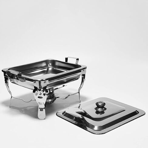 طبق ساخن للبوفيه من الفولاذ المقاوم للصدأ - مجموعة بوفيه وعاء ساخن من الفولاذ المقاوم للصدأ، تقديم الطعام الدافئ، سخان الطعام مع غطاء من الفولاذ الصلب وحامل لتقديم الطعام في حفلات الزفاف in Kuwait