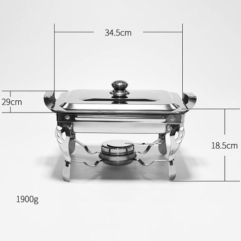 طبق ساخن للبوفيه من الفولاذ المقاوم للصدأ - مجموعة بوفيه وعاء ساخن من الفولاذ المقاوم للصدأ، تقديم الطعام الدافئ، سخان الطعام مع غطاء من الفولاذ الصلب وحامل لتقديم الطعام في حفلات الزفاف in Kuwait