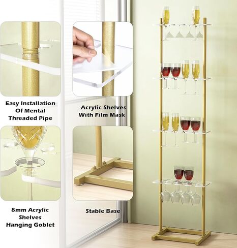 Champagne Wall for Party, 4 Tier Acrylic Champagne Wall Holder with 32 Glass Slots, Movable Champagne Wall Flute Stand for Wedding, Parties, Events, Bridal Showers, Photo Booth Props in Kuwait