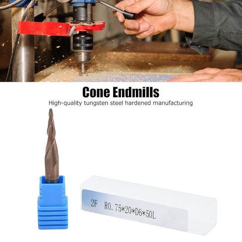 Tungsten Steel Conical Ball Head Milling Cutter R0.75x20xD6x50 Coated Spiral End Mill for Milling Slotting Grooving in Saudi Arabia