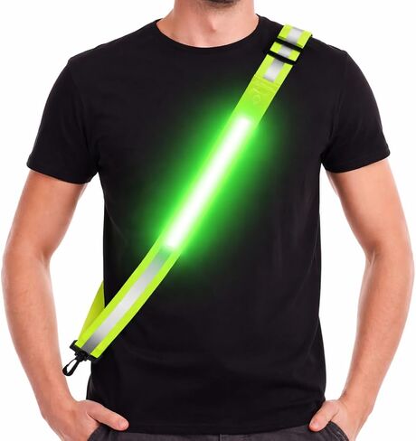 Rechargeable LED Reflective Belt Sash – High Visibility Safety Gear with 5 Colors 11 Light Modes, Adjustable Strap for Night Dog Walking, Running & Biking in Kuwait