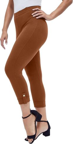 Jessica London Women's Plus Size Stretch Cotton Cuff-Button Capri Legging in Kuwait