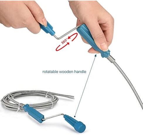 78.74in Flexible Drain Cleaning Tool 1pc - Lightweight Easy-to-Use for Kitchen & Bathroom Sinks, Tubs, Septic Systems, Durable Plastic/Metal for Home Maintenance & Plumbing Tasks in Saudi Arabia