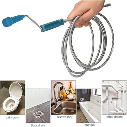 78.74in Flexible Drain Cleaning Tool 1pc - Lightweight Easy-to-Use for Kitchen & Bathroom Sinks, Tubs, Septic Systems, Durable Plastic/Metal for Home Maintenance & Plumbing Tasks in Saudi Arabia