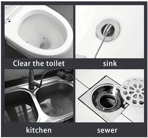 78.74in Flexible Drain Cleaning Tool 1pc - Lightweight Easy-to-Use for Kitchen & Bathroom Sinks, Tubs, Septic Systems, Durable Plastic/Metal for Home Maintenance & Plumbing Tasks in Saudi Arabia