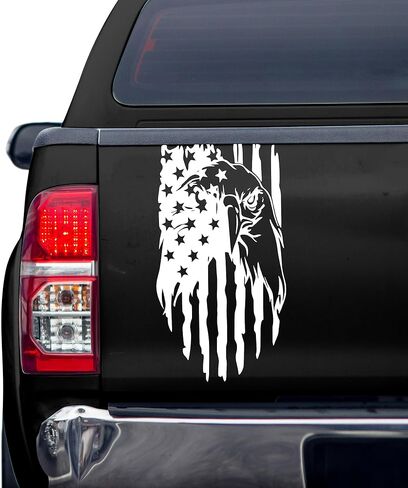 Truck Decals,Black American Flag Decal,Creativity American Flag Car Decal,Truck Tailgate Vinyl Decal Compatible with Most Trucks and Car Window,Truck Decals for Men(Black Eagle 16x9in) in Saudi Arabia