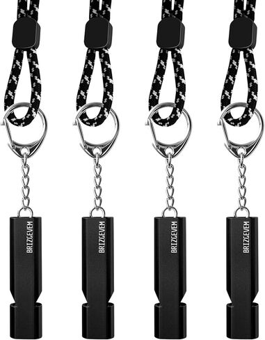 Survival Whistles 4-Pack & 6-Pack, Aluminum Emergency Safety Whistle with Lanyard and Keychain, Waterproof & Unbreakable for Hiking, Camping, Dog Training, Coaching, Emergency Kits in Saudi Arabia