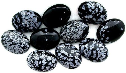 TWO 20x15 20mm x 15mm Oval Snowflake Obsidian Cab Cabochon Gem SOC2/111825 in Saudi Arabia