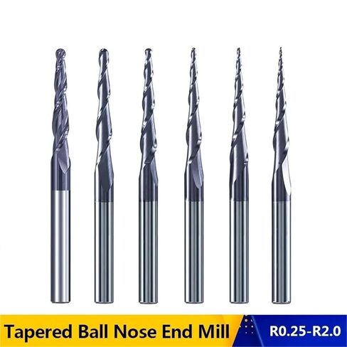 Carbide Milling Cutter R0.25-R2.0 2 Flute Tapered Ball Nose End Mill Router Bit Wood/Metal Engraving Cutter(R0.5x15x3.175x40) in Saudi Arabia