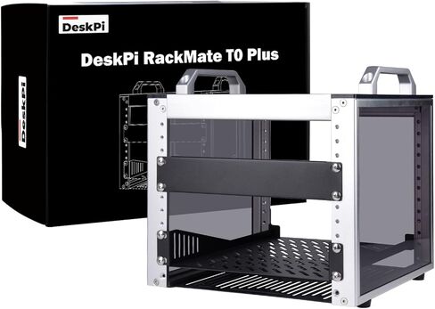 GeeekPi DeskPi RackMate T0 Plus، خزانة خادم صغيرة 10 بوصة 4U للخوادم والشبكة ومعدات الصوت/الفيديو، عمق 10.23 بوصة (أسود) in Kuwait