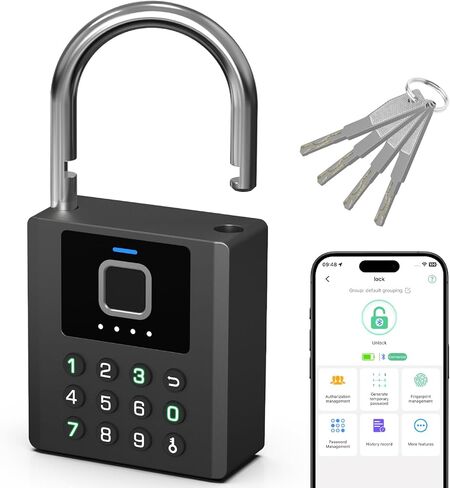 قفل ذكي عالي التحمل مع مفتاح، قفل بصمة الإصبع مع رمز التحكم بالبلوتوث، قفل بوابة لوحة المفاتيح الرقمية الإلكترونية المقاومة للماء لبوابة السياج الخارجية وسقيفة التخزين in Kuwait