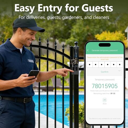 قفل ذكي عالي التحمل مع مفتاح، قفل بصمة الإصبع مع رمز التحكم بالبلوتوث، قفل بوابة لوحة المفاتيح الرقمية الإلكترونية المقاومة للماء لبوابة السياج الخارجية وسقيفة التخزين in Kuwait