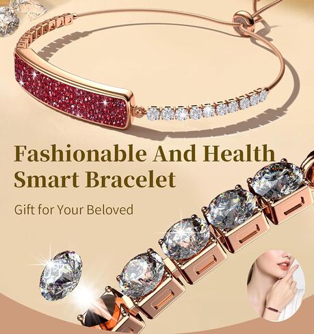 Smart Bracelet Fitness Tracker for Women Screen-Free Elegant Jewelry Design 24/7 Heart Rate & Sleep Monitor Cycle Tracker IP68 Waterproof Activity Tracker with Step Counter Calorie Distance App Sync in Saudi Arabia