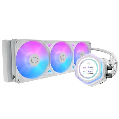 Cooler Master Atmos II 360 LCD Panel Freeform 2.0 CPU Liquid Cooler، مضخة غرفة مزدوجة، إضاءة aRGB قابلة للتخصيص، Qperation هادئ، سهل التركيب، AMD Ryzen 9 AM5|4، Intel Ultra i9 LGA 1851|1700 in Kuwait