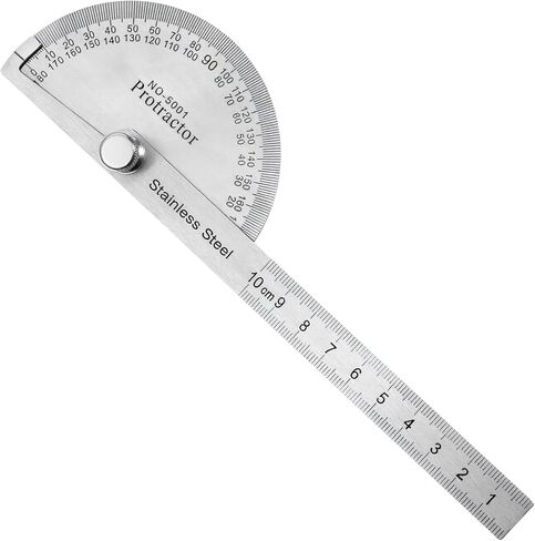 منقلة زاوية من الفولاذ المقاوم للصدأ، 0-180 درجة، أداة قياس زاوية مسطرة النجارة قابلة للتعديل (10 سم/ 3.94 بوصة) in Kuwait