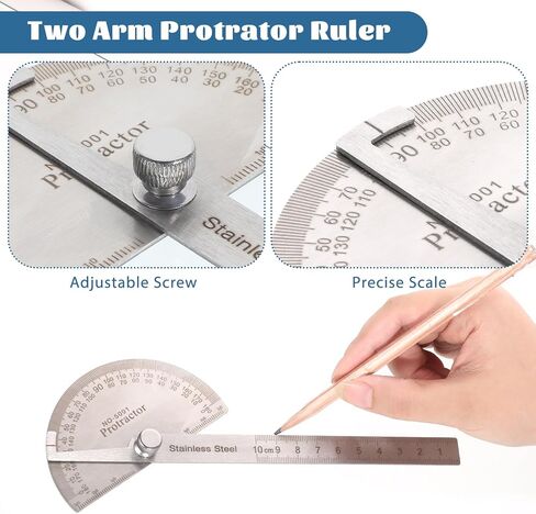 منقلة زاوية من الفولاذ المقاوم للصدأ، 0-180 درجة، أداة قياس زاوية مسطرة النجارة قابلة للتعديل (10 سم/ 3.94 بوصة) in Kuwait