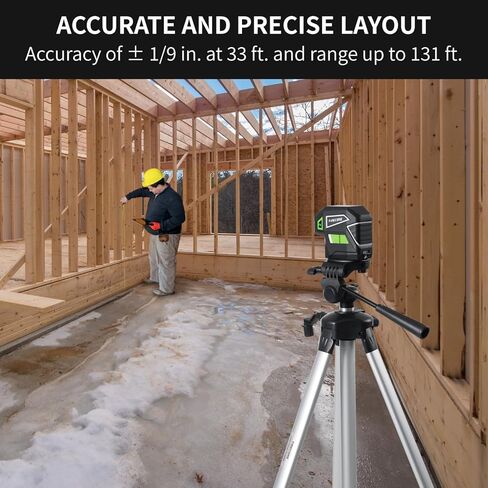 Firecore 5-Point Laser Level, Green Beam Self-Leveling Laser Plumb Bob with Magnetic Base, 131-Foot Range, 2 AA Batteries and Carry Pouch Included - F501G in Saudi Arabia