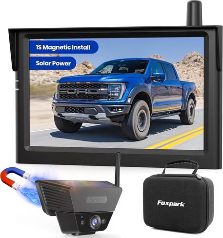 Wireless Backup Camera Solar Magnetic: 7.2" 1080P HD Split-Screen Monitor with Strong Signal, 1Min Easy Install, DVR Recording, Portable Storage Bag, Back up Camera for RV, Truck, Trailer, Camper in Kuwait