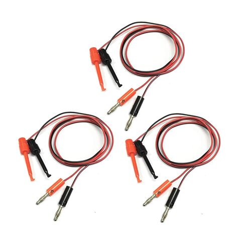 3-Pairs 4mm Gold Banana Plug to Test Hook Clips Lead Cable | 1M 18AWG 5A Rated Current for Multimeter/Power Supply/PCB | 2-Prong Alligator Clips with PVC Insulation in Saudi Arabia