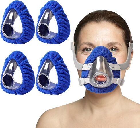 Reusable CPAP Mask Liners Compatible with ResMed AirFit F20 & Full Face Masks - Soft Polar Fleece Covers with Heart-Shaped Cutout - Reduces Air Leaks Red Marks - Washable & Elastic Fit (6 Pack Blue M) in Saudi Arabia