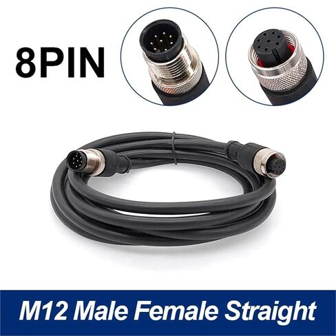 M12 Sensor Connector Cable Double Head Line Male Female 2m Wire 4Pin 5Pin 8Pin Connectors 1Pcs(Straight F to M 8p) in Saudi Arabia