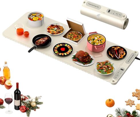(ترقية) حصيرة تدفئة للطعام، 40 × 15 سخان طعام 10 أطباق - لمسة واحدة بحد أقصى لدرجة الحرارة 212 درجة فهرنهايت وميزة الذاكرة، 7 درجة حرارة قابلة للتعديل، مؤقت 8 ساعات، حصيرة تسخين سيليكون قابلة للطي وآمنة على الطعام لتناول الطعام والبوفيهات والحفلات in Kuwait
