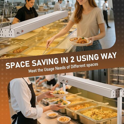 مصباح تسخين الطعام بالأشعة تحت الحمراء التجاري مقاس 24 بوصة من Rovsun، سخان كهربائي بقدرة 750 وات، 113-176 درجة فهرنهايت (45-80 درجة مئوية)، استخدام معلق أو واقف، مصباح لتسخين الطعام للمطعم، البوفيه، تقديم الطعام، من الفولاذ المقاوم للصدأ in Kuwait