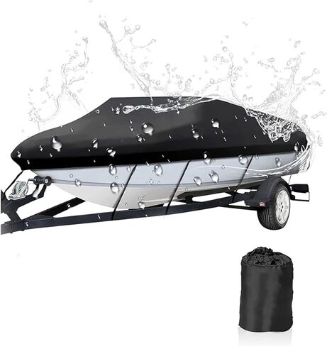 غطاء قارب على شكل حرف V قابل للمقطورة من أجل Yamaha AR230 2004-2009 Rip-Stop شديد التحمل مقاوم للماء قارب سريع مقاوم للرياح أشرطة ربط للأسفل ملحقات تخزين خارجية، نمط رمادي in Kuwait
