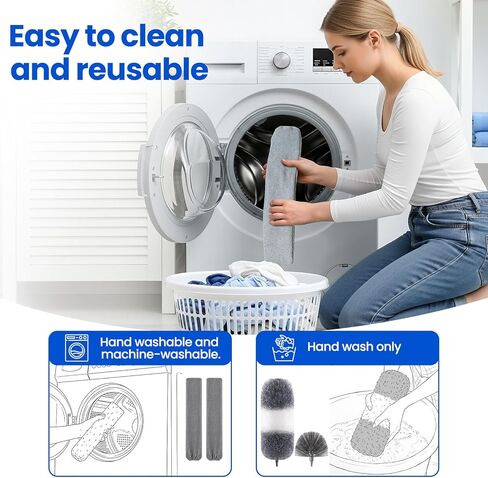Extra-Long Dusters Kits with Extension Pole, 5 in 1 Cleaning Tools with Extendable Long Handle, Cobweb Duster, Microfiber Dusting Clothes for Gap, High Ceilings and Fans, Blinds, Cars and Furniture in Saudi Arabia