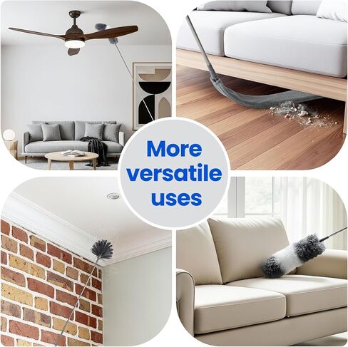 Extra-Long Dusters Kits with Extension Pole, 5 in 1 Cleaning Tools with Extendable Long Handle, Cobweb Duster, Microfiber Dusting Clothes for Gap, High Ceilings and Fans, Blinds, Cars and Furniture in Saudi Arabia