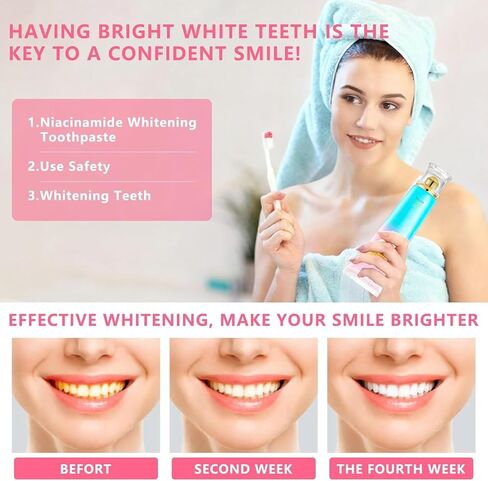 Niacinamide Whitening Toothpaste for Adults, Teeth Whitening Tooth Paste, Brilliant Smile Niacinamide Toothpaste Whiten (3.53oz) (1) in Saudi Arabia