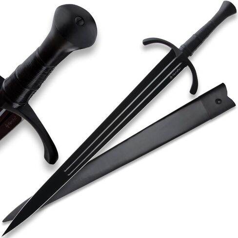 هونشو التاريخية صياغة السيف والغمد بيد واحدة | 30 4/5 "1065 شفرة فولاذية عالية الكربون | واقي يد أسود مصقول | مقبض مغلف بالجلد | غمد جلدي فاخر | الطول الإجمالي 40 بوصة in Kuwait