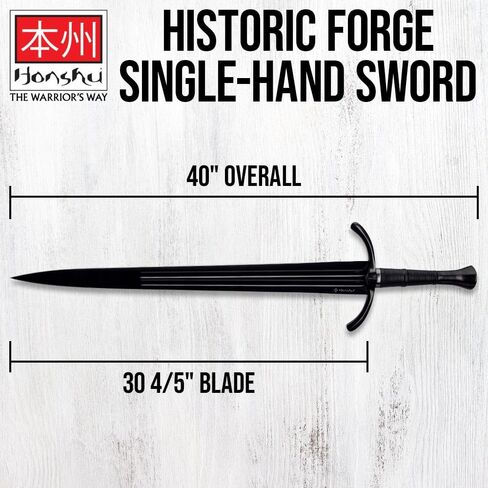 هونشو التاريخية صياغة السيف والغمد بيد واحدة | 30 4/5 "1065 شفرة فولاذية عالية الكربون | واقي يد أسود مصقول | مقبض مغلف بالجلد | غمد جلدي فاخر | الطول الإجمالي 40 بوصة in Kuwait