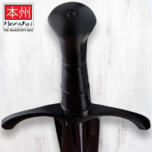 هونشو التاريخية صياغة السيف والغمد بيد واحدة | 30 4/5 "1065 شفرة فولاذية عالية الكربون | واقي يد أسود مصقول | مقبض مغلف بالجلد | غمد جلدي فاخر | الطول الإجمالي 40 بوصة in Kuwait