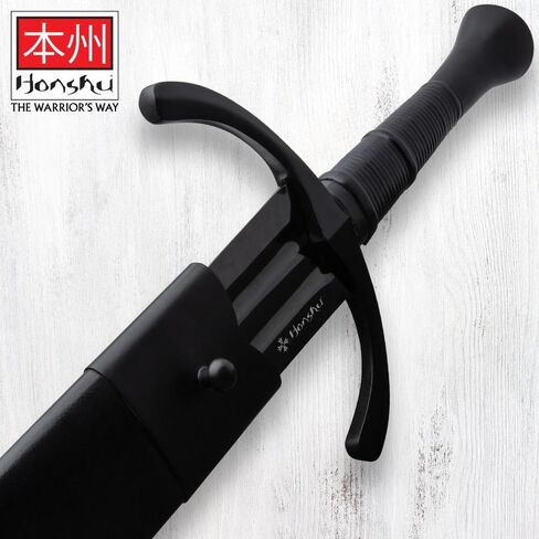 هونشو التاريخية صياغة السيف والغمد بيد واحدة | 30 4/5 "1065 شفرة فولاذية عالية الكربون | واقي يد أسود مصقول | مقبض مغلف بالجلد | غمد جلدي فاخر | الطول الإجمالي 40 بوصة in Kuwait