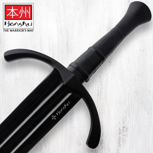 هونشو التاريخية صياغة السيف والغمد بيد واحدة | 30 4/5 "1065 شفرة فولاذية عالية الكربون | واقي يد أسود مصقول | مقبض مغلف بالجلد | غمد جلدي فاخر | الطول الإجمالي 40 بوصة in Kuwait
