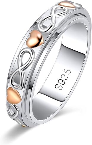 Fidget Ring 925 Sterling Silver Coative Clearing Spinner Rings Rose Flower Flower Band Band Ring ADHD Autism Stripting For Women Men in Kuwait