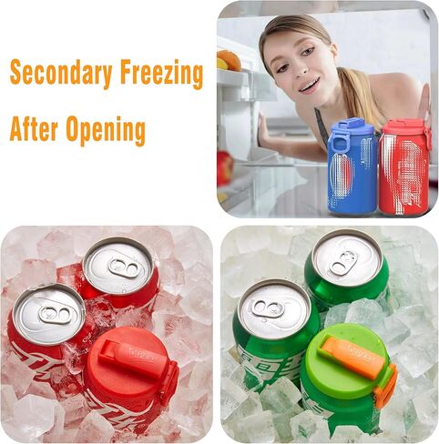 المبدع الأصلي - DIPESI 6 عبوات من 6 أغطية علب الصودا الملونة مع القش، أغطية علب الصودا السيليكون القابلة لإعادة الاستخدام، خالية من مادة BPA، ختم محكم، سهل الاستخدام، يمنع الانسكابات، يناسب العلب القياسية. in Kuwait