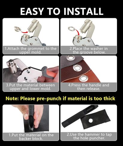 مجموعة حلقات معدنية احترافية - 500 قطعة ثقوب 10 مم (ذهبي وفضي) + أداة ضغط يدوية شديدة التحمل للنسيج والجلد والقماش والأعمال اليدوية in Kuwait