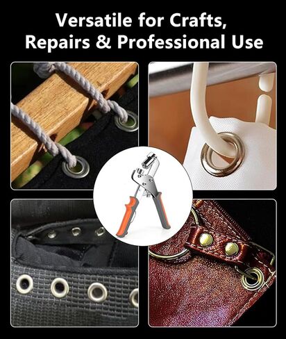 مجموعة حلقات معدنية احترافية - 500 قطعة ثقوب 10 مم (ذهبي وفضي) + أداة ضغط يدوية شديدة التحمل للنسيج والجلد والقماش والأعمال اليدوية in Kuwait