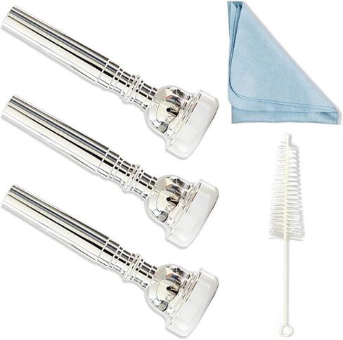 Trumpet Mouthpiece 3 Pack (3C, 5C, 7C) - Silver Plated Brass Mouthpieces, Universal Fit for Standard Trumpets, Ideal for Beginners & Music Enthusiasts in Saudi Arabia